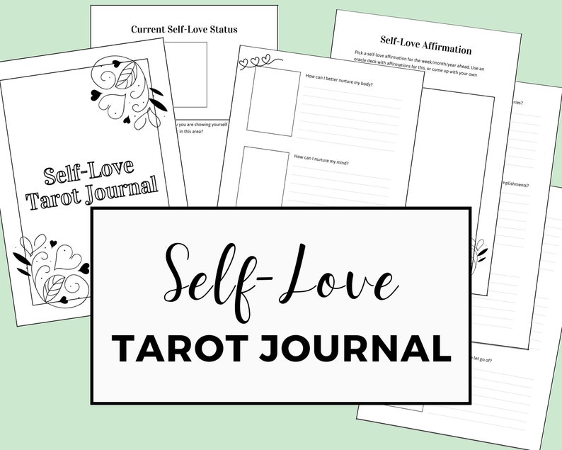 Selflove Tarot Journal Tarot Spread Templates Prompted Etsy