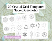 Crystal Grid Templates - Sacred Geometry | 20 Pages | PDF Printable | Blank Background | Digital Download | A4 & US Letter Version
