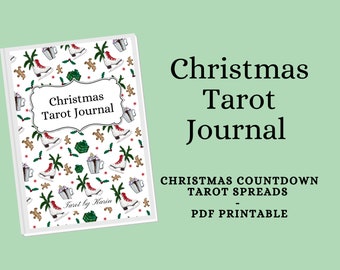 Christmas Tarot Journal | Christmas Countdown Tarot Spreads & Prompted Journal | A4 + US Letter Sized PDF Printable for Instant Download