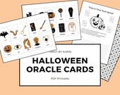 Witchy Halloween Oracle Deck: 20 Printable Oracle Cards + Tarot Spread Template | PDF Printable | Digital Download | A4 & US Letter Version