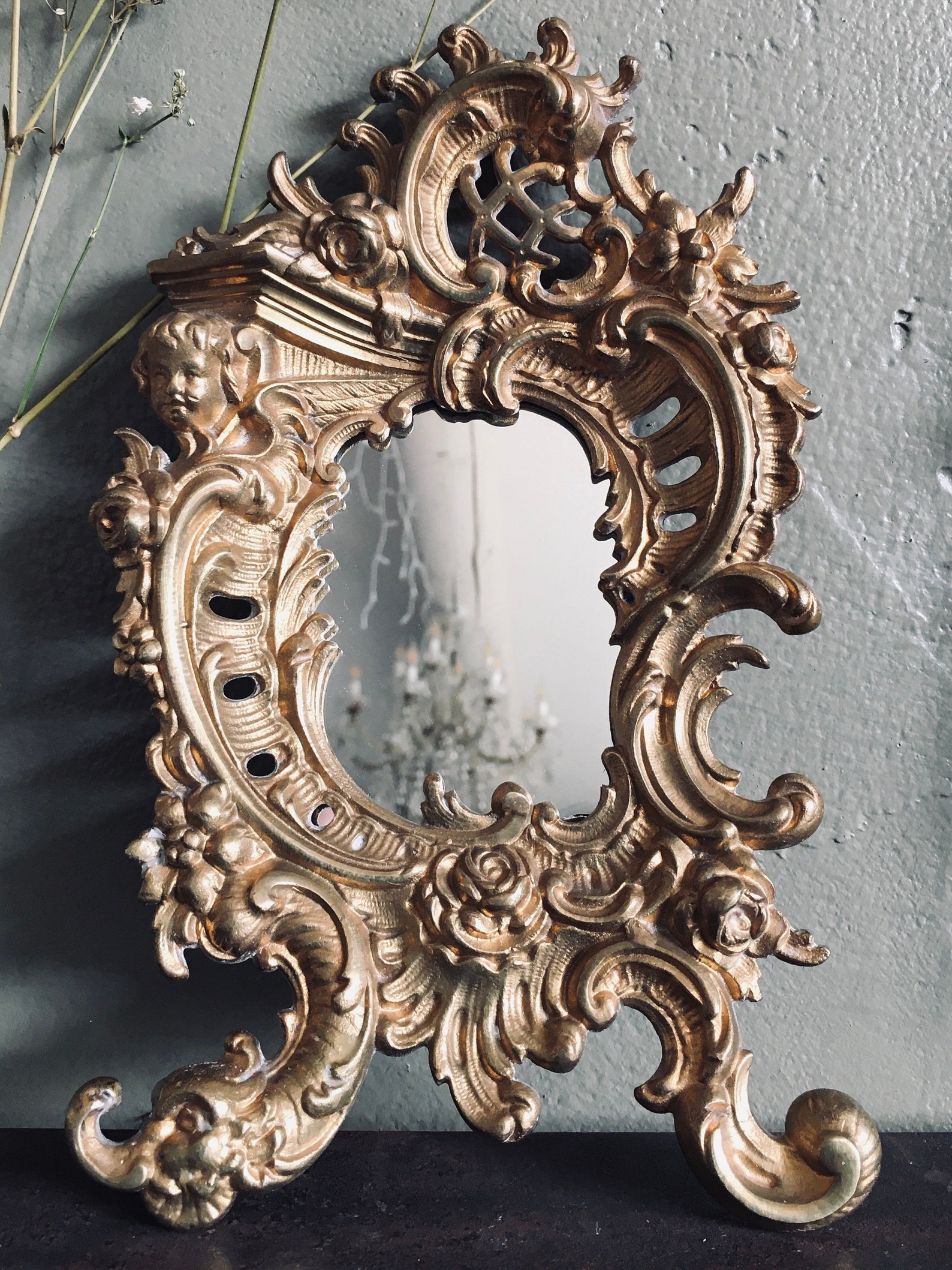 Ancient mirror very rare in solid gilded bronze circa 1800 Etsy