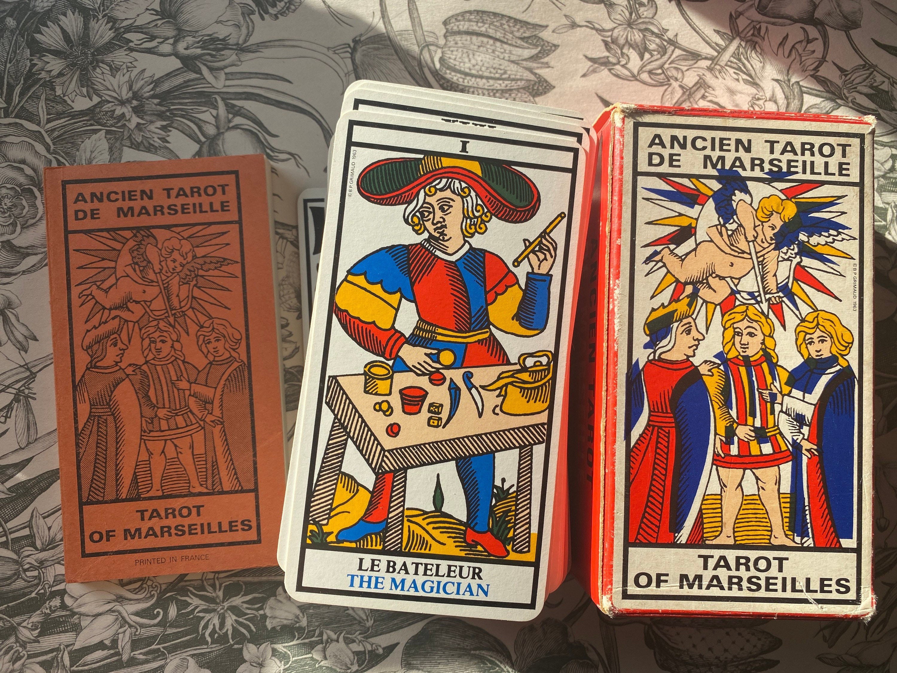 Ancien Tarot de Marseille 1969-1976. Version Française et Anglaise, Livret Orange78 Cartes, Boîte Ép