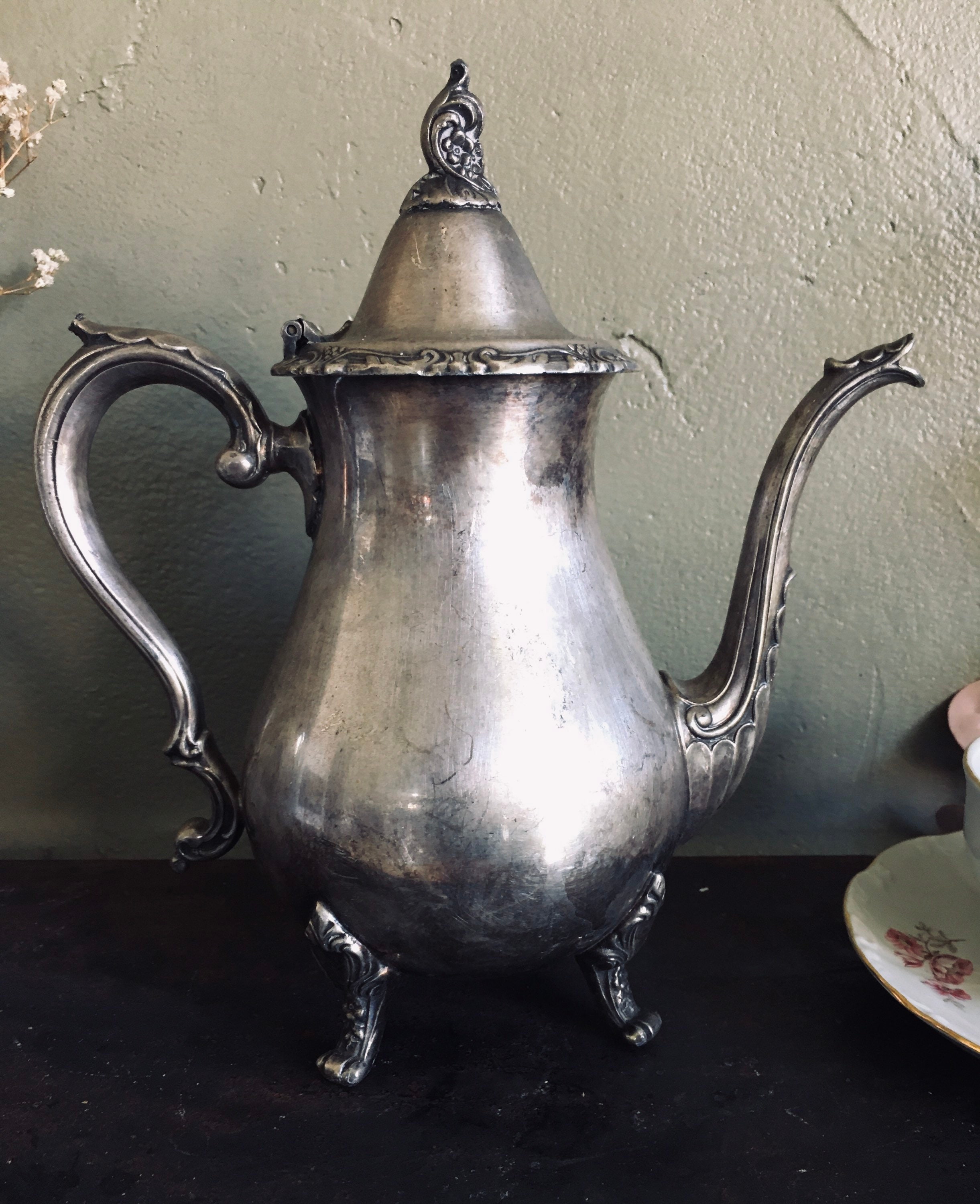 Ancienne Cafetière-Théière Victorienne de La Marque Anglaise Jameson, Du Xixeme Siècle, en Métal Pla