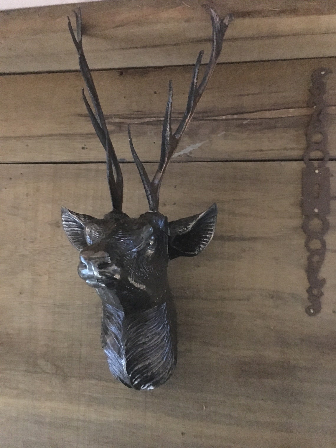Black Metal Deer Head Sculpture Ancient Cernunnos Late 19th Etsy