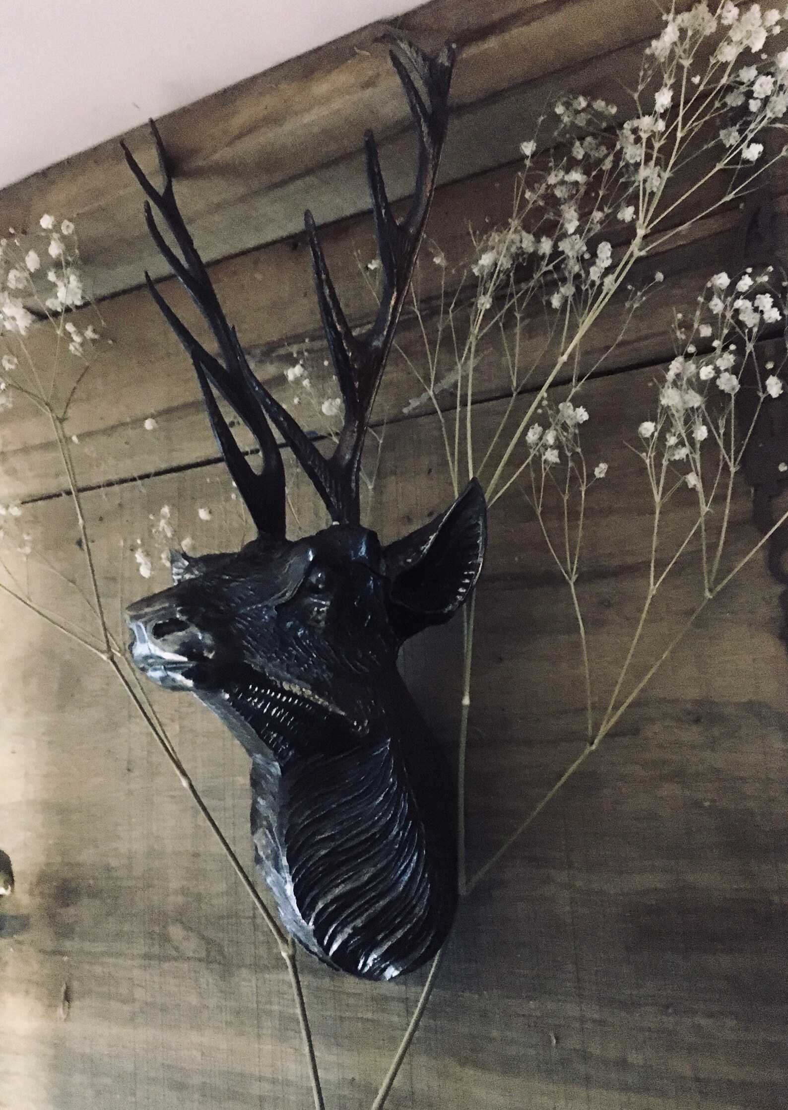 Black Metal Deer Head Sculpture Ancient Cernunnos Late 19th Etsy