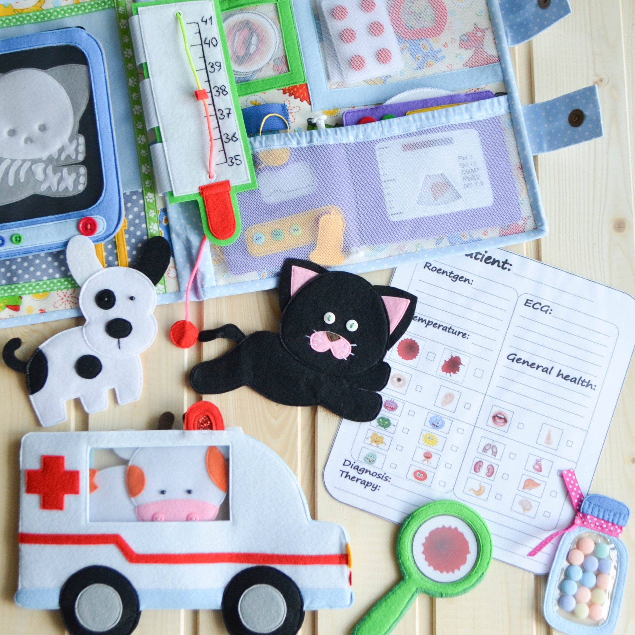 Quiet Book Kit Felt Medical Learning Set Toy Doctor Kit Soft Etsy UK