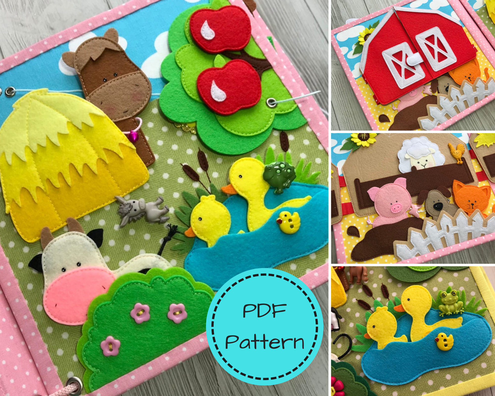 Farm Quiet Book Pattern DIY Busy Book Pdf Pattern Felt book Etsy