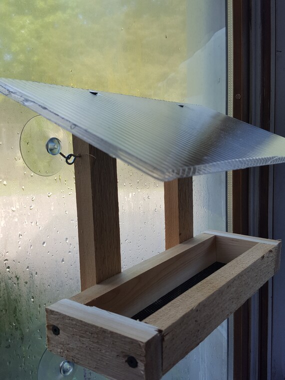 Window Bird Feeder Pine Handcrafted Etsy