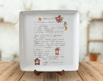 Square recipe plate,mothers day gift,handwritten recipe plate, Custom Plate,Family Recipe, Grandmother Gift, Gift for Mom, Gift for grandma