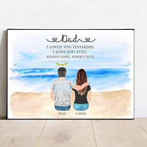 Loss of Father Memorial Gift, Digital Personalised memorial portrait, Custom Bereavement Gift print, Sympathy gift, Condolence Gift