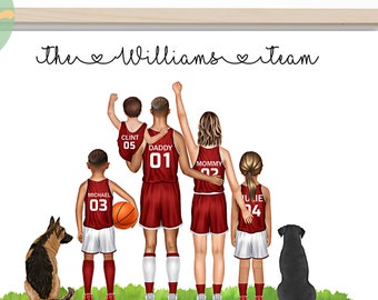 Personalised Basketball Dad Gift, Custom Basketball Gift,Father's Day Basketball Gift,Dad Birthday Gift,Sport Family Print,Basketball player