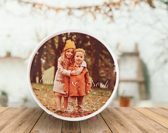 Custom Sublimated Print 20 cm Photo/Text Ceramic Decorative Plate with Stands Christmas Gifts Mothers day gift  Mom Gift Family Photo Plate