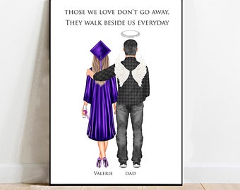 Personalised Graduation Memorial Gift,Graduation remembrance Gift,Graduation memorial print,Custom Father  and daughter graduation  print