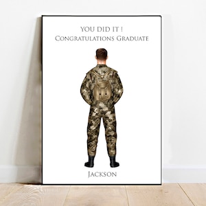 Gepersonaliseerde militaire print, cadeau militair afgestudeerd, legerafstuderen, afstuderen soldaat, gepersonaliseerd pensioencadeau, aangepast militair cadeau
