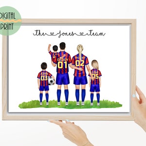 Personalised Football Dad Gift, Football Family Print,Custom Footbaal Gift,Father&#39;s Day Football Gift,Dad Birthday Gift,Sport Family Print