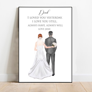 Personalised Father of the Bride Wall Art, Wedding Gift For Father,Printable Wedding Gift, Father of the Bride Portrait,Dad of the Bride