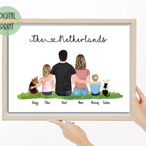 Personalised wall art, Mothers day gift for mom, Custom Family Portrait, Printable Gift for her