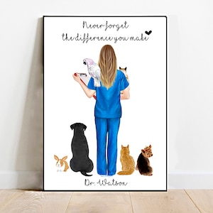Impresión veterinaria personalizada, regalo veterinario, impresión de médico, retrato veterinario personalizado, regalo veterinario, regalo de enfermera veterinaria, técnico veterinario, regalo de agradecimiento