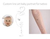 Custom Baby Line Art Tattoo from Photo | Fine Line Child Portrait | Minimal Tattoo Design