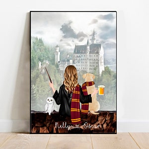 Custom wizard portrait, wizard wall decor, wizard wall art,wall decor for kid, wall art for kid bedroom,best gift for school friend,daughter