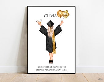 Personalised Graduation gift for her,Girl graduation gift ideas,Graduation gift for daughter,for sister,Graduation portrait,Graduation print