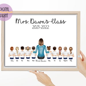 Gepersonaliseerd cadeau voor leraar, gepersonaliseerd cadeau voor leraar, gepersonaliseerd klasportret, gepersonaliseerd leraarsportret, klasafdruk