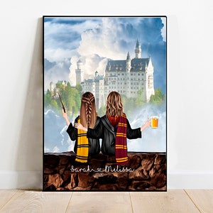 Personalised wizard best friend print,best friend birthday gift,wizard friend print,personalized gift for best friend female