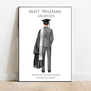 Regalo de graduación personalizado para él, ideas de regalo de graduación para niño, regalo de graduación para hijo, para hermano, retrato de graduación, impresión de graduación