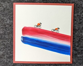 Große Geburtstagskarte, Fahrradfahrer, Glückwunschkarte, Geschenk für Rennradfahrer, Unikat, Akrylfarbe handgemalt, Original, Tour de France