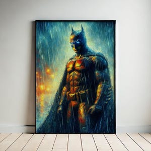 Caped Vigilante Matte Vertical Poster, Dark Knight Wall Art, Dark Knight Print, Superhero-Inspired Decor, Comic Book Fan Gift, Movie Room