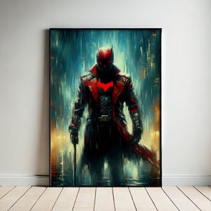 Red Hood Matte Vertical Poster, Fan Art Print, Vigilante Decor, Edgy Wall Art, Comic Book Art, Gotham City Art Print