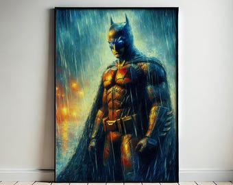 Póster vertical mate de El justiciero enmascarado, arte mural de El Caballero Oscuro, lámina de El Caballero Oscuro, decoración inspirada en superhéroes, regalo para fans de cómics, sala de cine