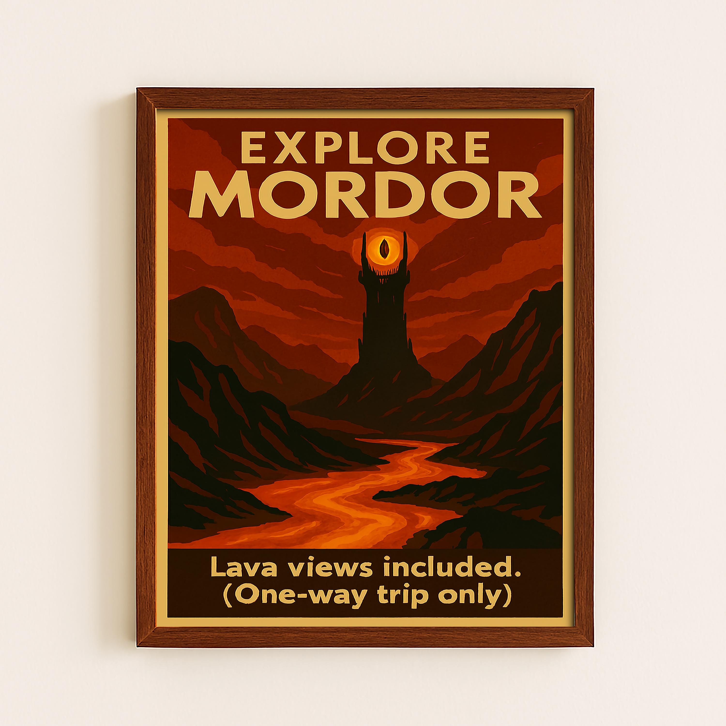 Visit Mordor Travel Poster - Lord of the Rings Wall Art, Middle Earth ...