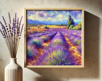 Lavender Field, Provence France Painting | Van Gogh Style (Digital Download)