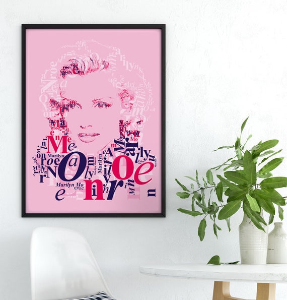 Typografie Poster Marylin Monroe Film Schauspielerin Schrift Etsy