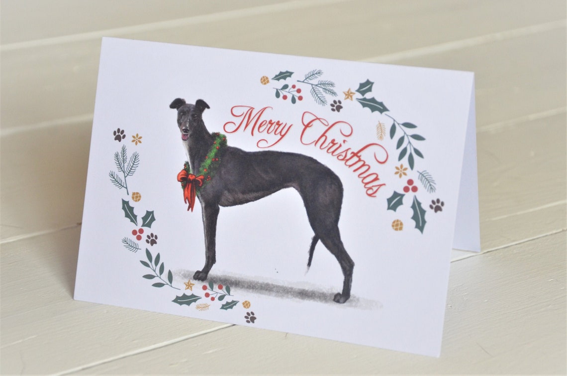 Greyhound Christmas Cards Merry Christmas Charity Etsy