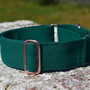 Elegant Martingale Collar Rose Gold for Greyhound, Lurcher, Whippet Dark Green 1.5 / 2 inch