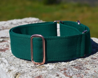 Elegant Martingale Collar Rose Gold for Greyhound, Lurcher, Whippet Dark Green 1.5 / 2 inch