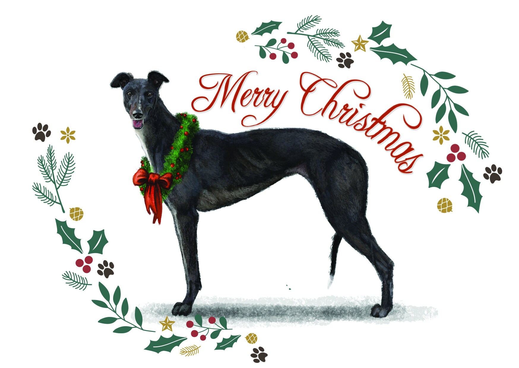 Greyhound Christmas Cards Merry Christmas Charity Etsy