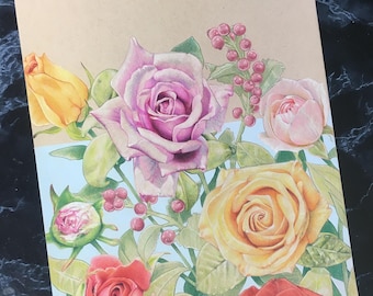 Multicolored Roses Drawing