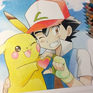 Ash Ketchum & Pikachu Drawing