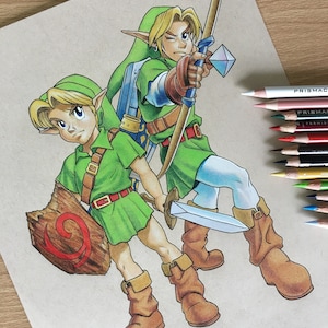 Ocarina of Time Child & Adult Link Drawing - Etsy
