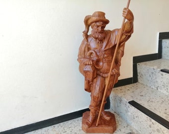100 cm XXL Holz Figur Statue Skulptur Holzschnitzerei Handgeschnitzt Nachtwächter