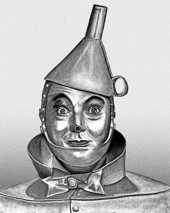 8x10 Print of Emerald City Tin Man Charcoal Drawing in a Matte Etsy
