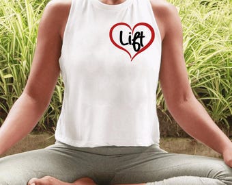 Canotta da palestra corta da donna Love To Lift / Canotta da allenamento per San Valentino