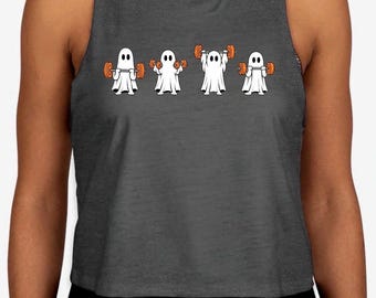 Geesten die gewichten tillen, Halloween sporttopje, cropped tanktop voor dames