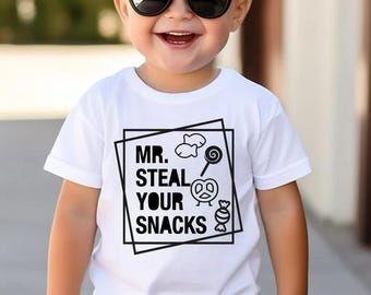 M. Steal Your Snacks T-shirt pour tout-petit ; Chemise Snacks pour enfants ; Voleur de collations