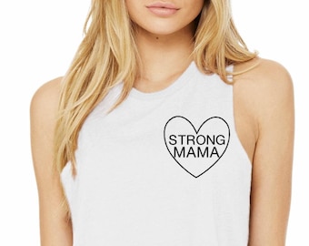 Canotta corta da allenamento da donna Strong Mama