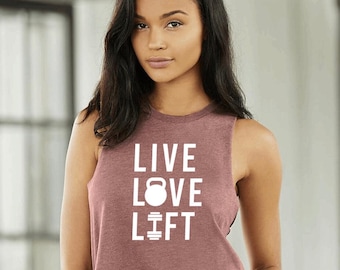 Canotta da palestra corta da donna Live Love Lift / Canotta da allenamento per San Valentino
