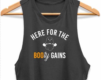 Here For The Booty Gains cropped tanktop voor dames